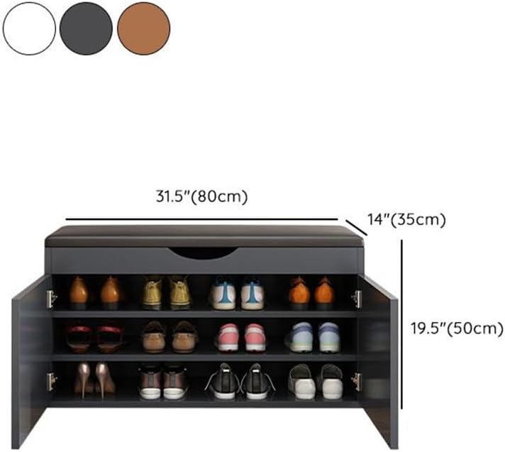 Brown Flip Top Padded Shoe Storage Bench