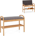 Bamboo Flip-Top Padded Shoe Bench