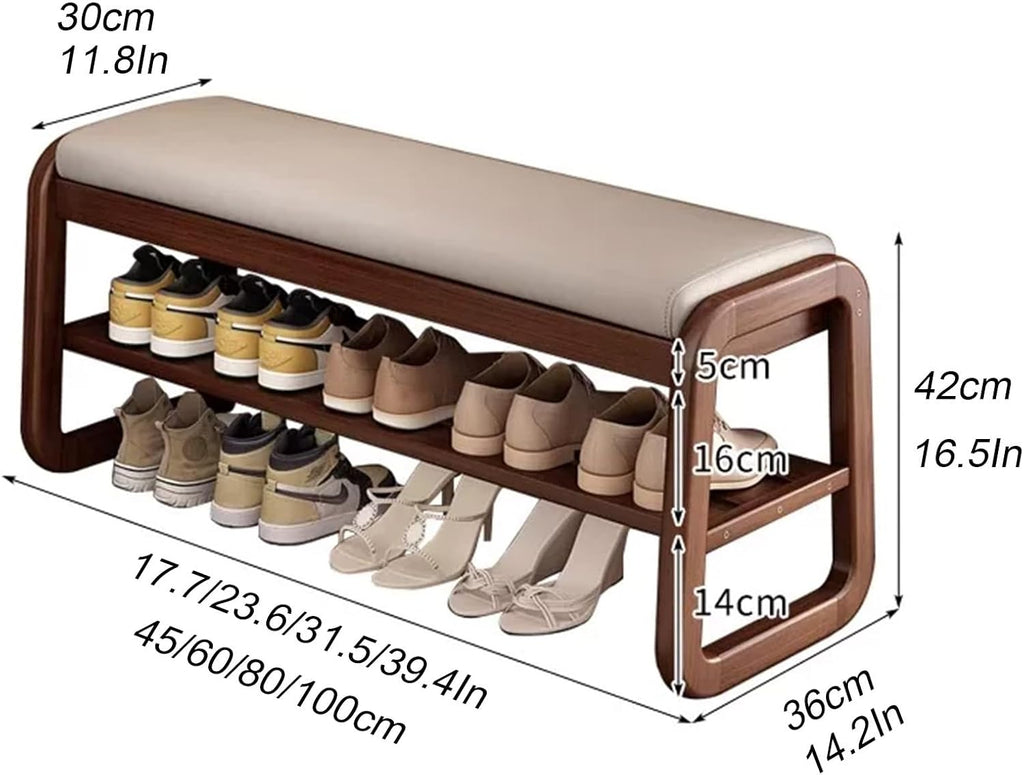 White Flip-Top Cushioned 2-Tier Shoe Bench