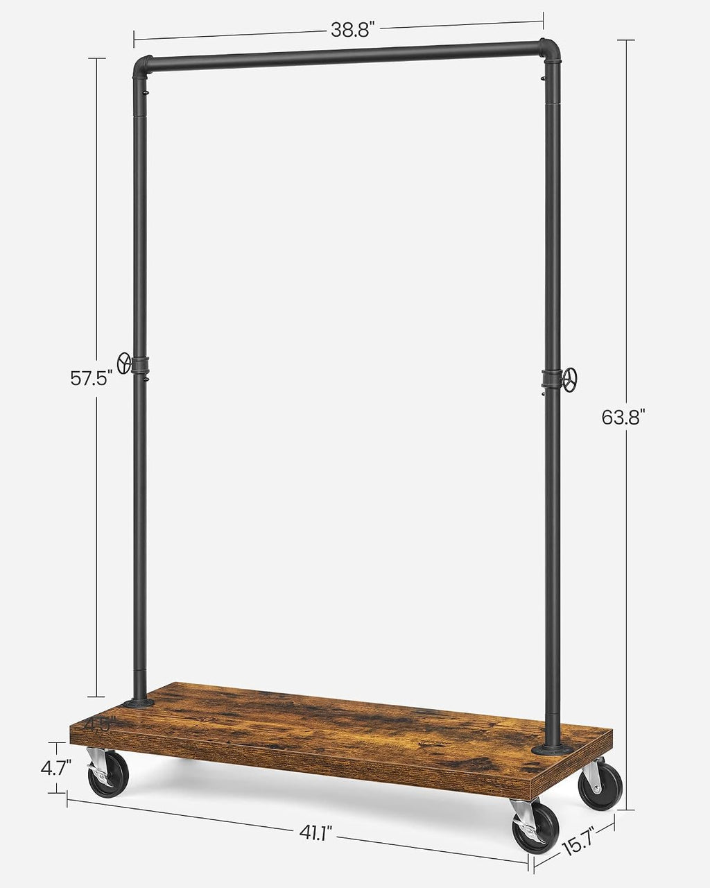 Rustic Rolling Industrial Pipe Garment Rack