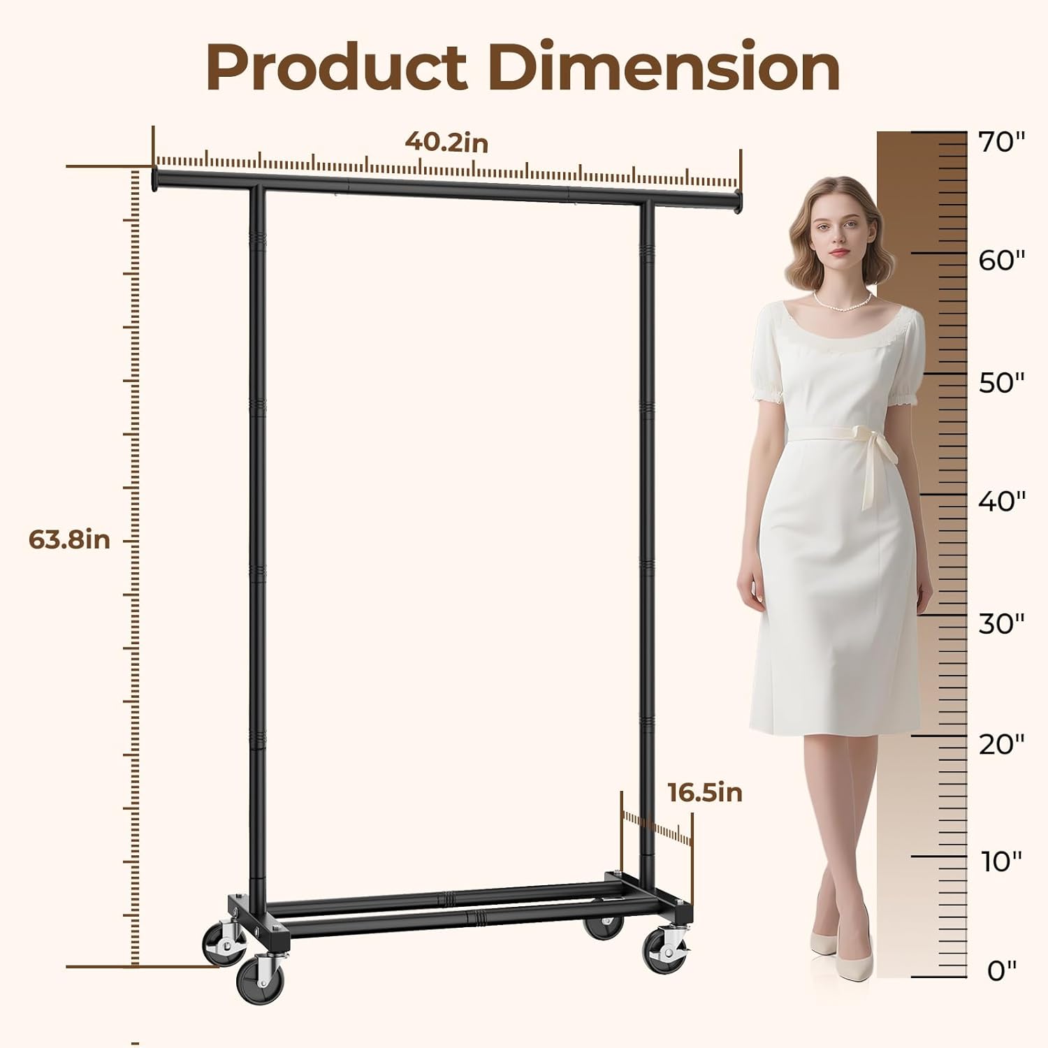 Rolling Portable Metal Garment Rack