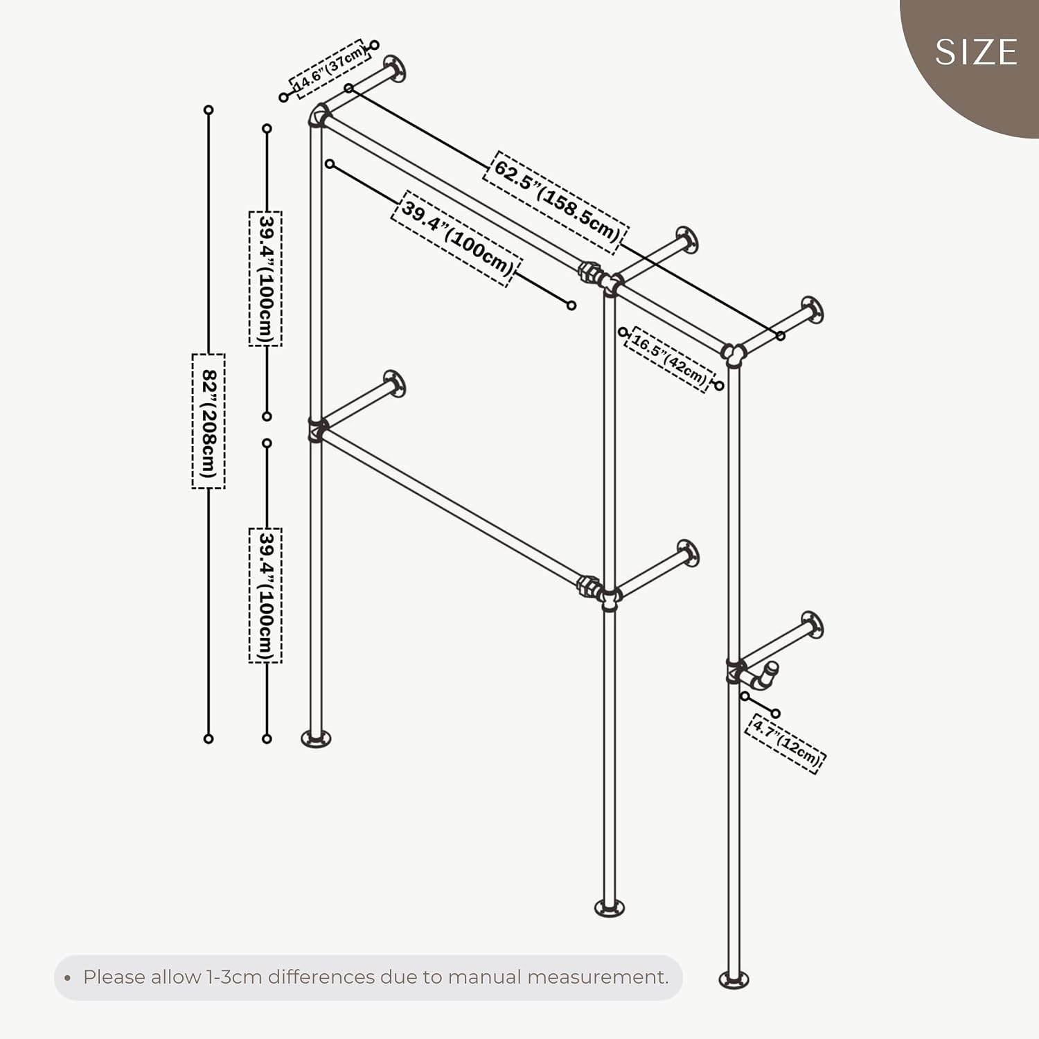 Wall Mounted Industrial Pipe Garment Rack