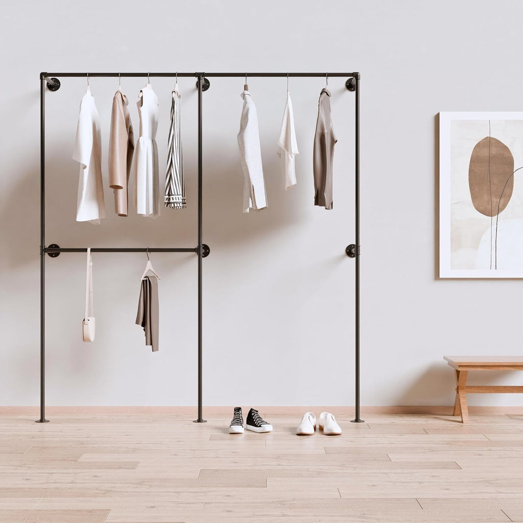 Wall Mounted Industrial Pipe Garment Rack