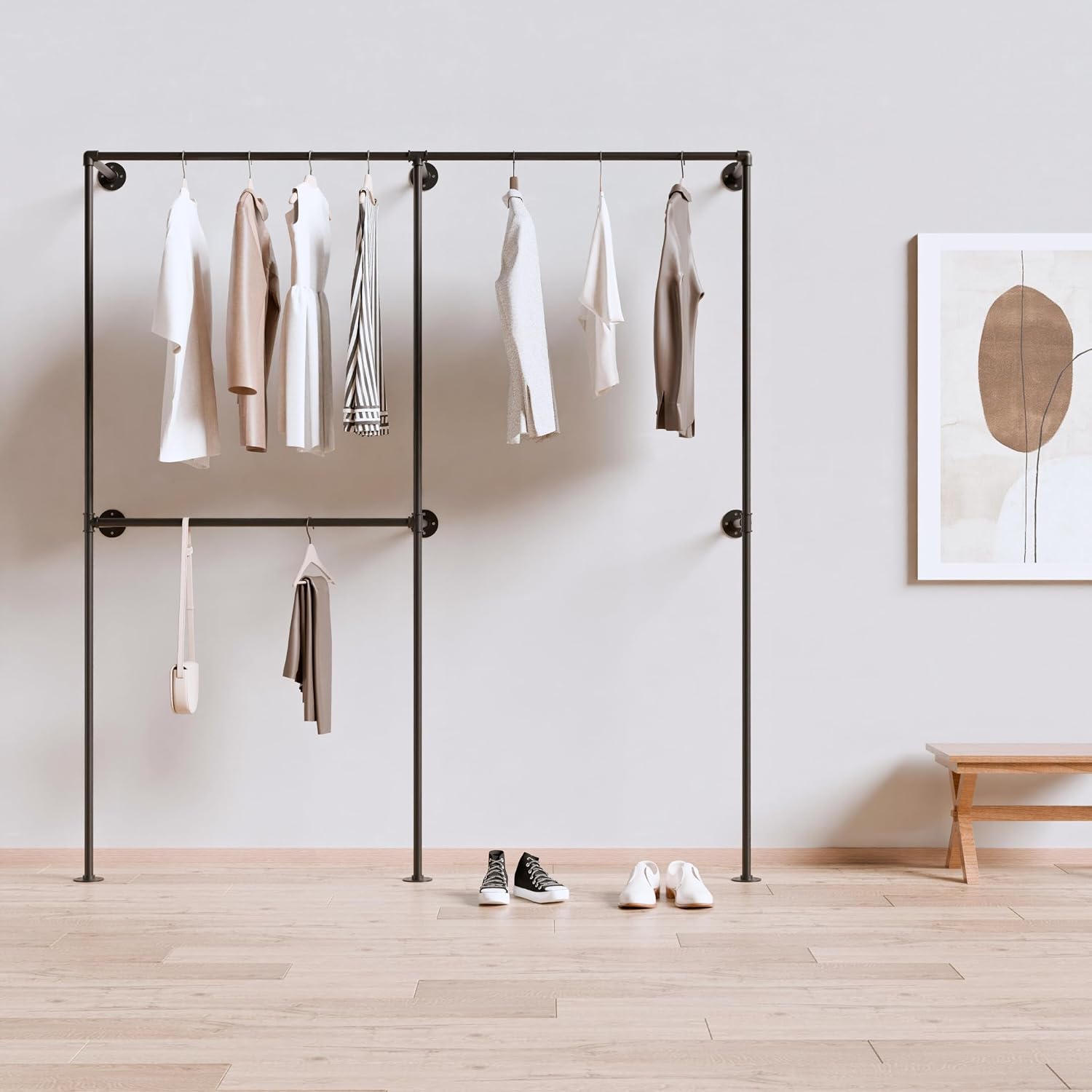 Wall Mounted Industrial Pipe Garment Rack