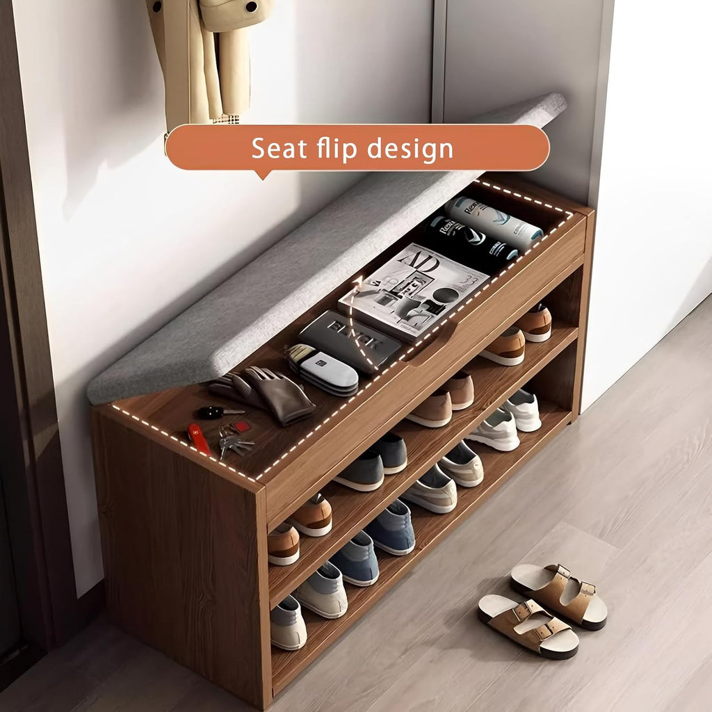 Modern Lift-Top Shoe Storage Hallway Bench