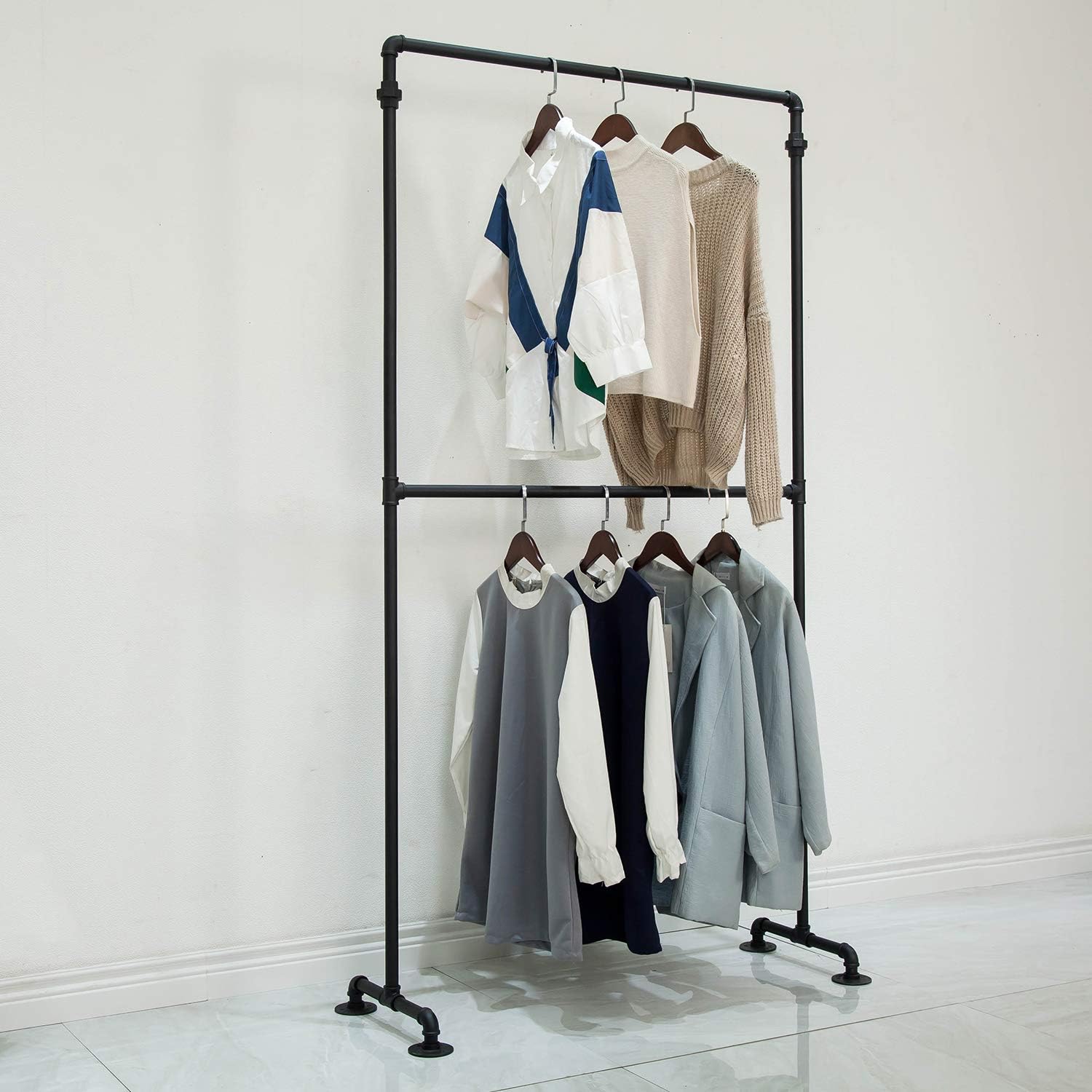 2-Tier Industrial Pipe Garment Rack