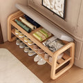 White Flip-Top Cushioned 2-Tier Shoe Bench