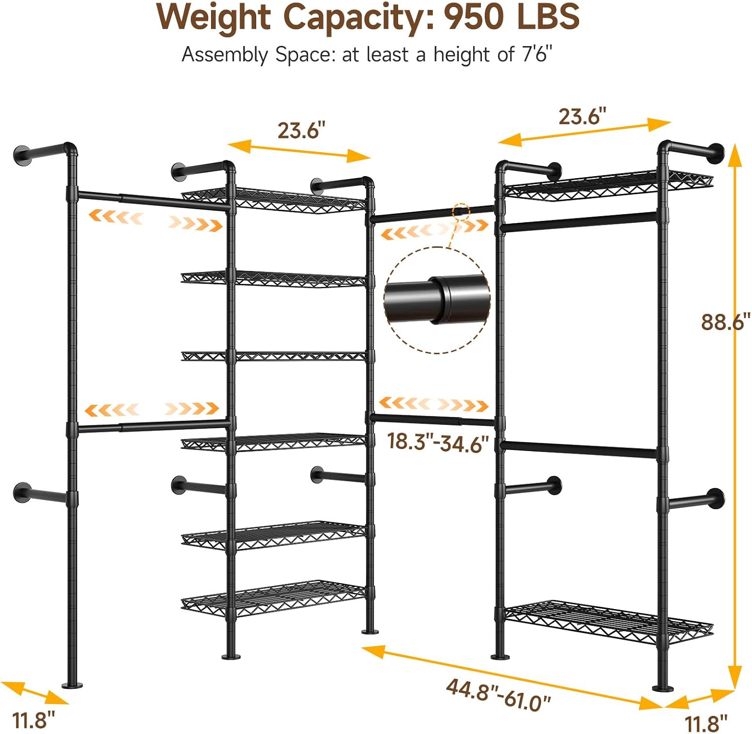 Wall Mounted Corner Pipe Garment Rack