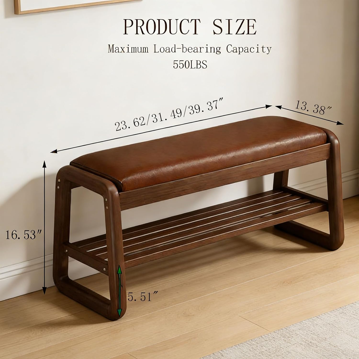 Brown Flip-Top Upholstered 2-Tier Shoe Bench