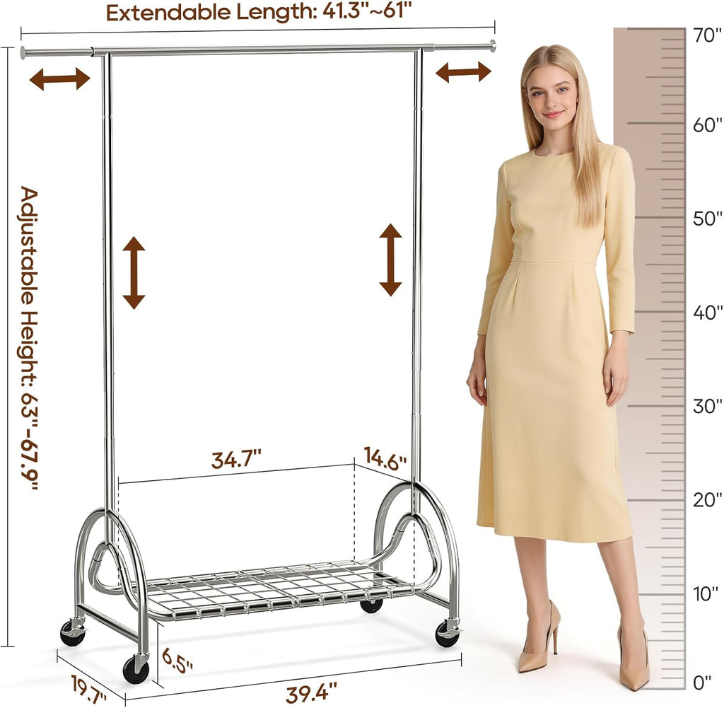 Rolling Heavy Duty Metal Garment Rack