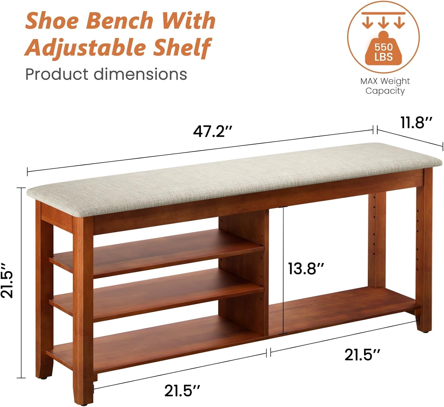 Cushioned Flip-Top Solid Wood Shoe Bench