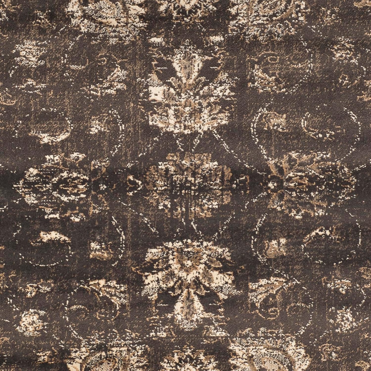 Anthracite Distressed Oriental Viscose Rug