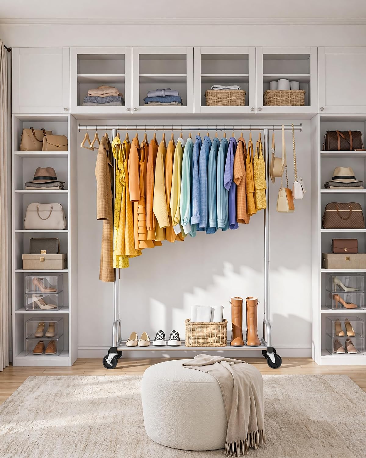 Rolling Large Capacity Metal Garment Rack