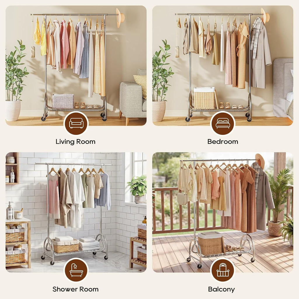 Rolling Heavy Duty Metal Garment Rack