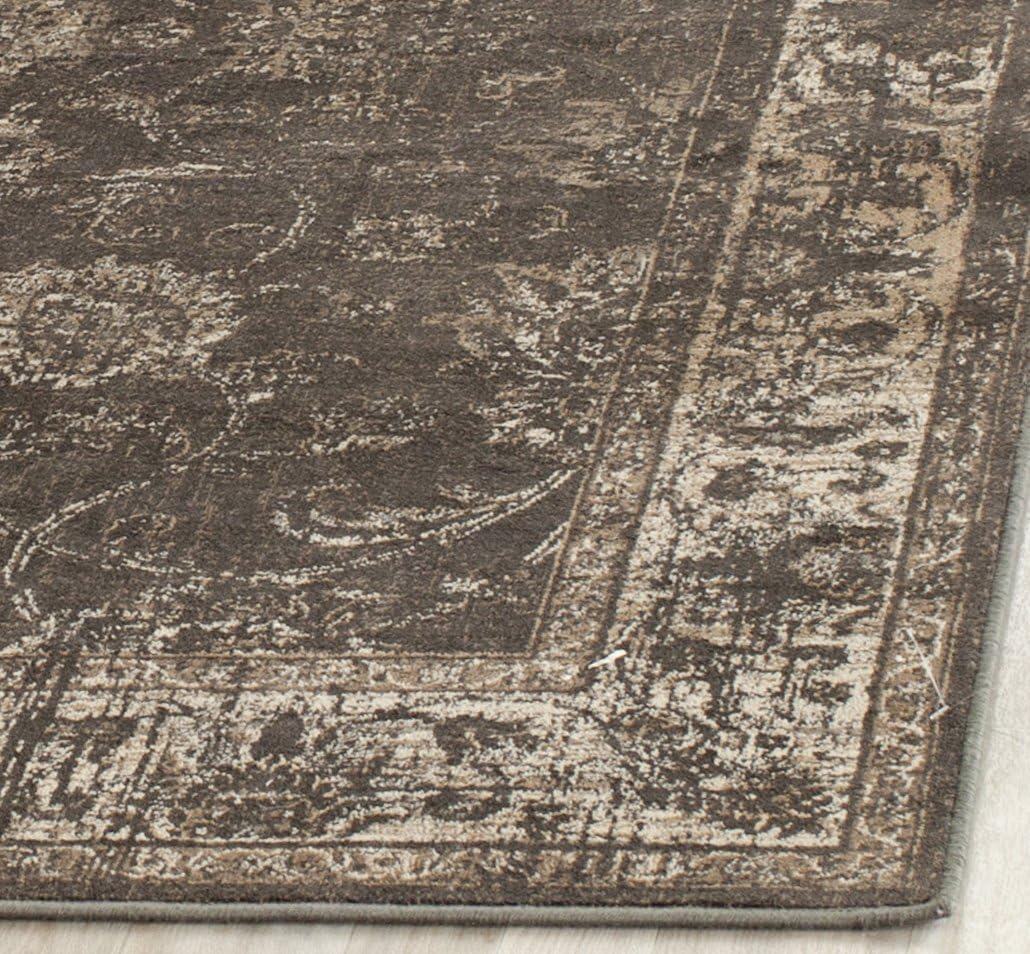 Anthracite Distressed Oriental Viscose Rug