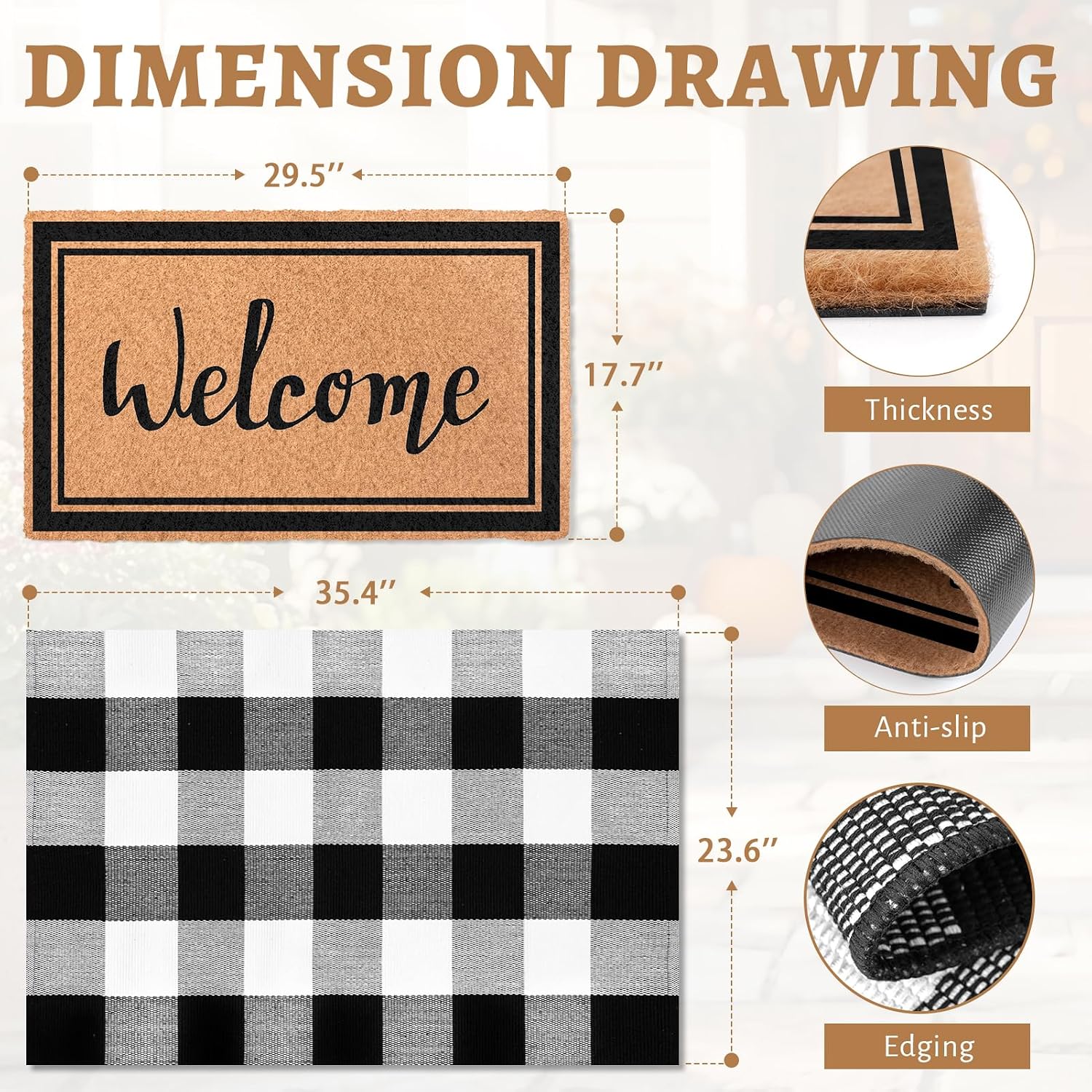 Buffalo Plaid Layered Coir Welcome Doormat