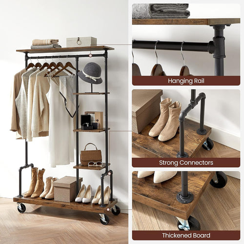 5-Tier Rolling Industrial Garment Rack