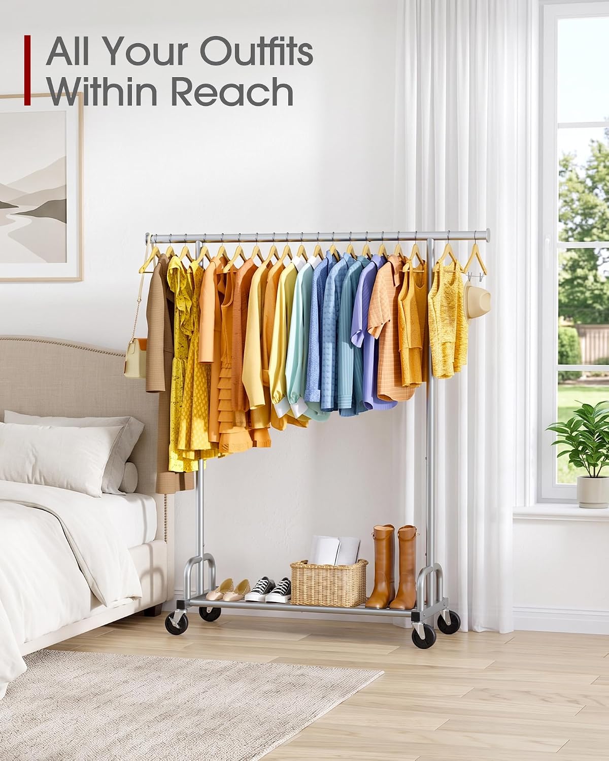 Rolling Large Capacity Metal Garment Rack