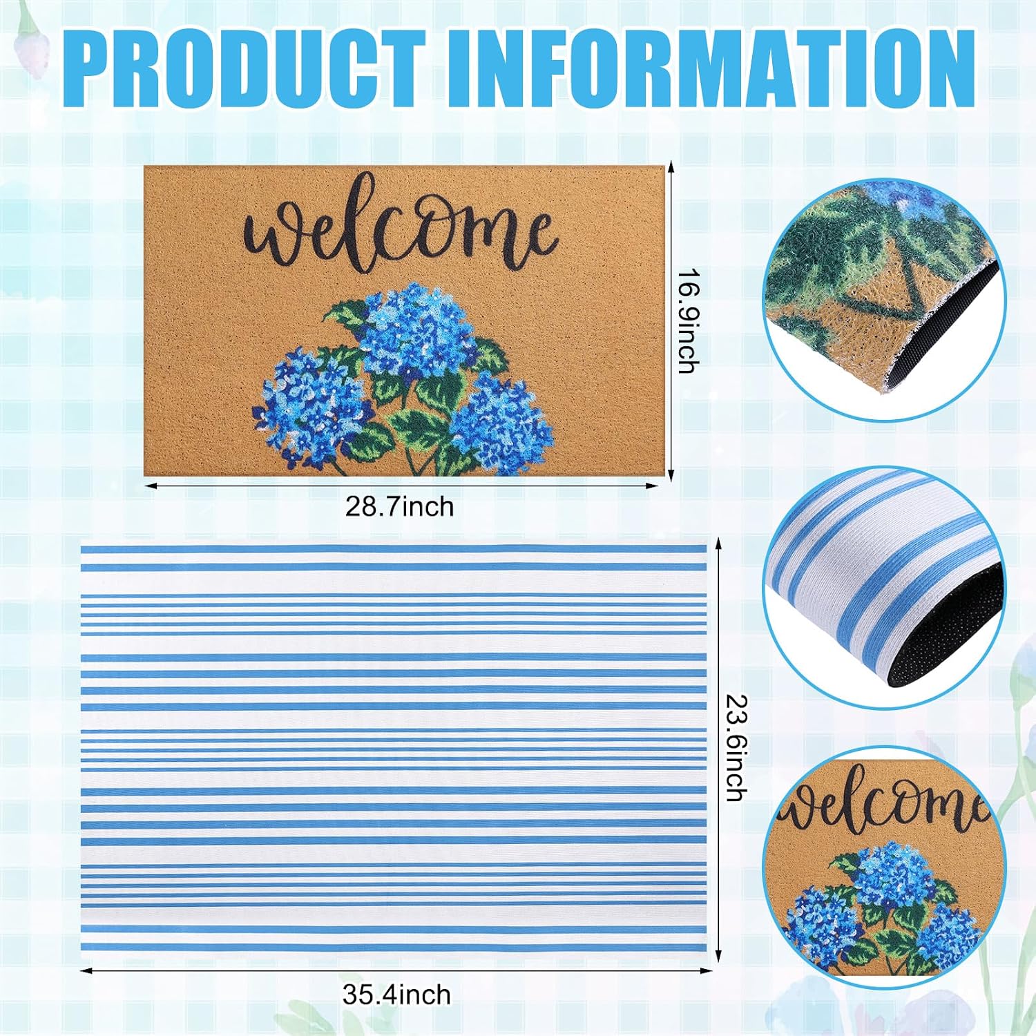 Hydrangea Striped Layered Coir Doormat