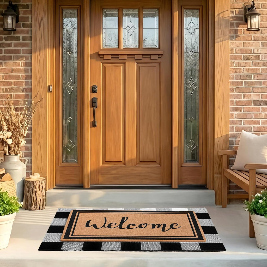 Buffalo Plaid Layered Coir Welcome Doormat