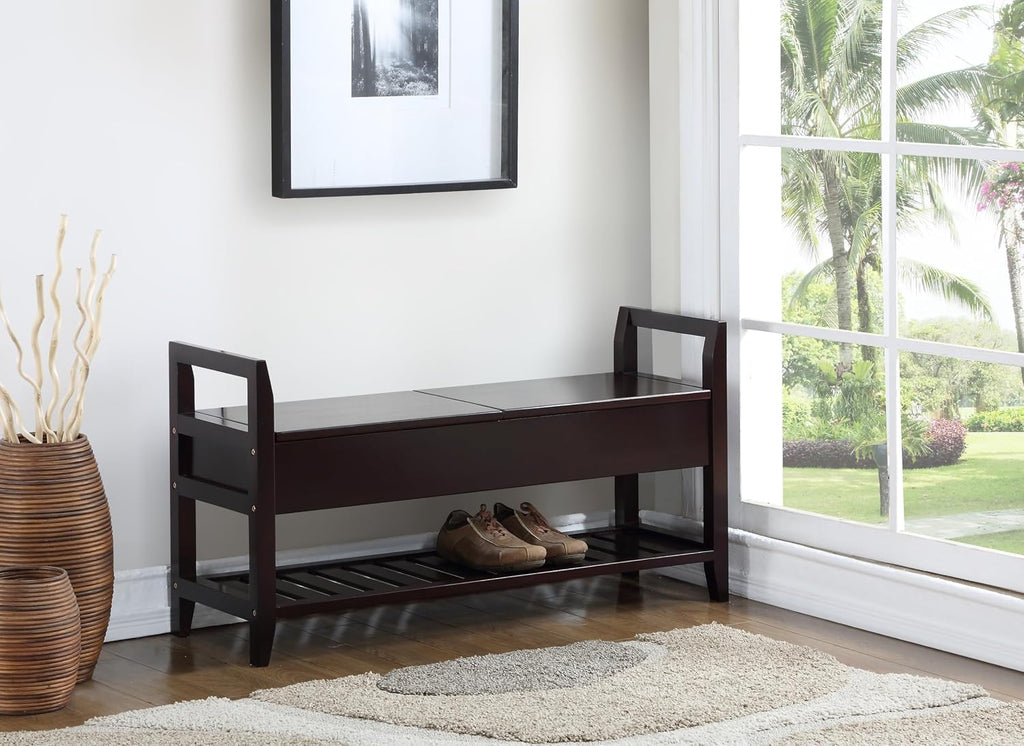 Cushioned Flip-Top Entryway Shoe Storage Bench