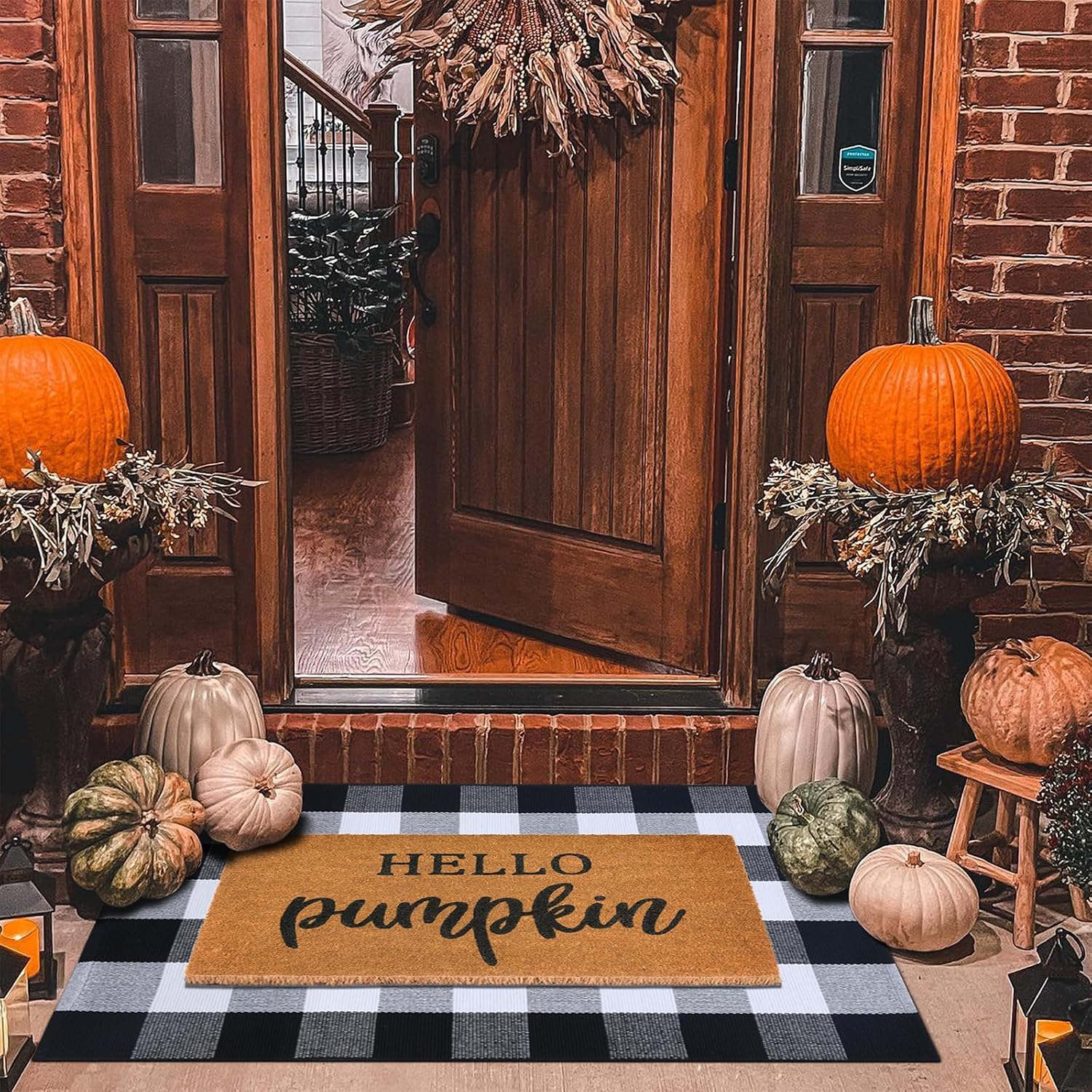 Coir Plaid Fall Porch Entryway Doormat
