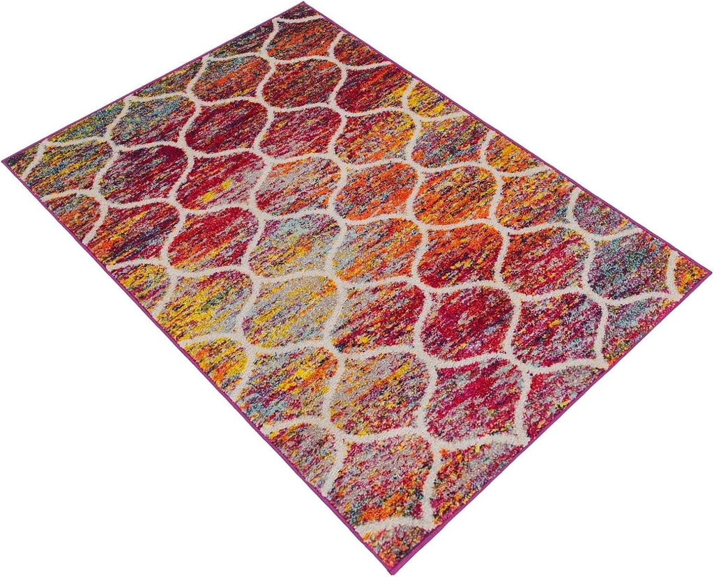 Modern Trellis Multi Accent Rug
