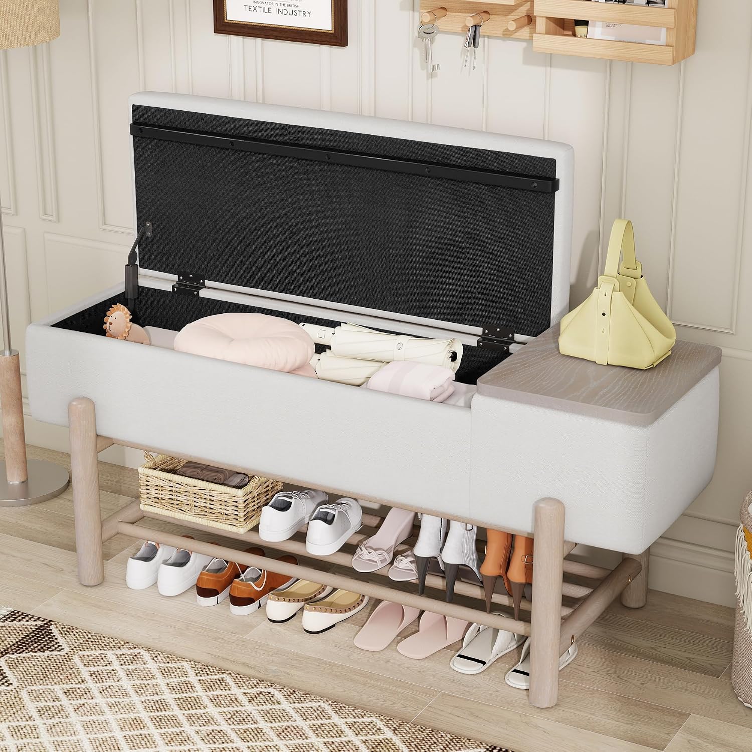 Padded Flip-Top Entryway Shoe Storage Bench