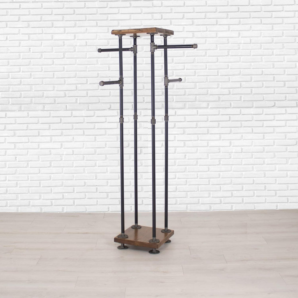 4-Way Wood Pipe Garment Display Rack
