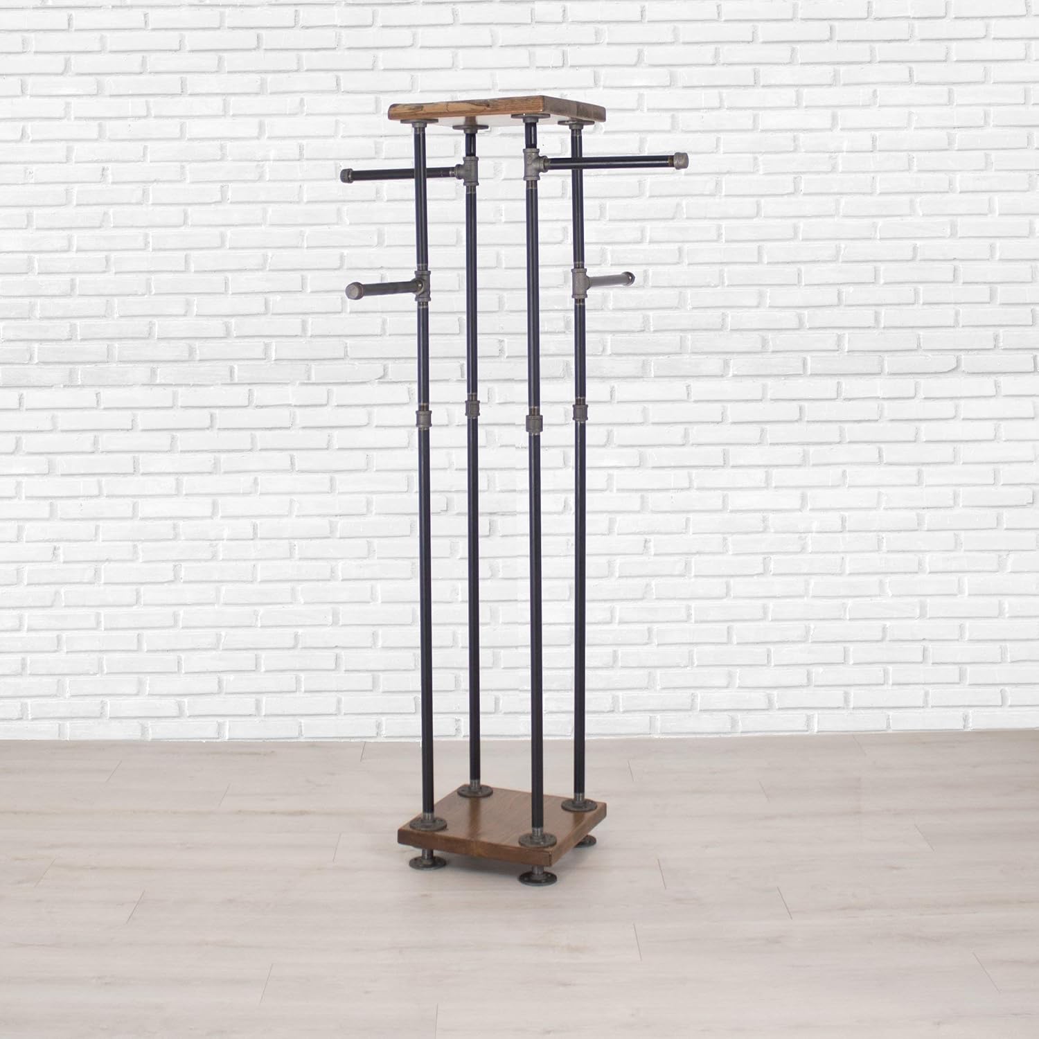 4-Way Wood Pipe Garment Display Rack