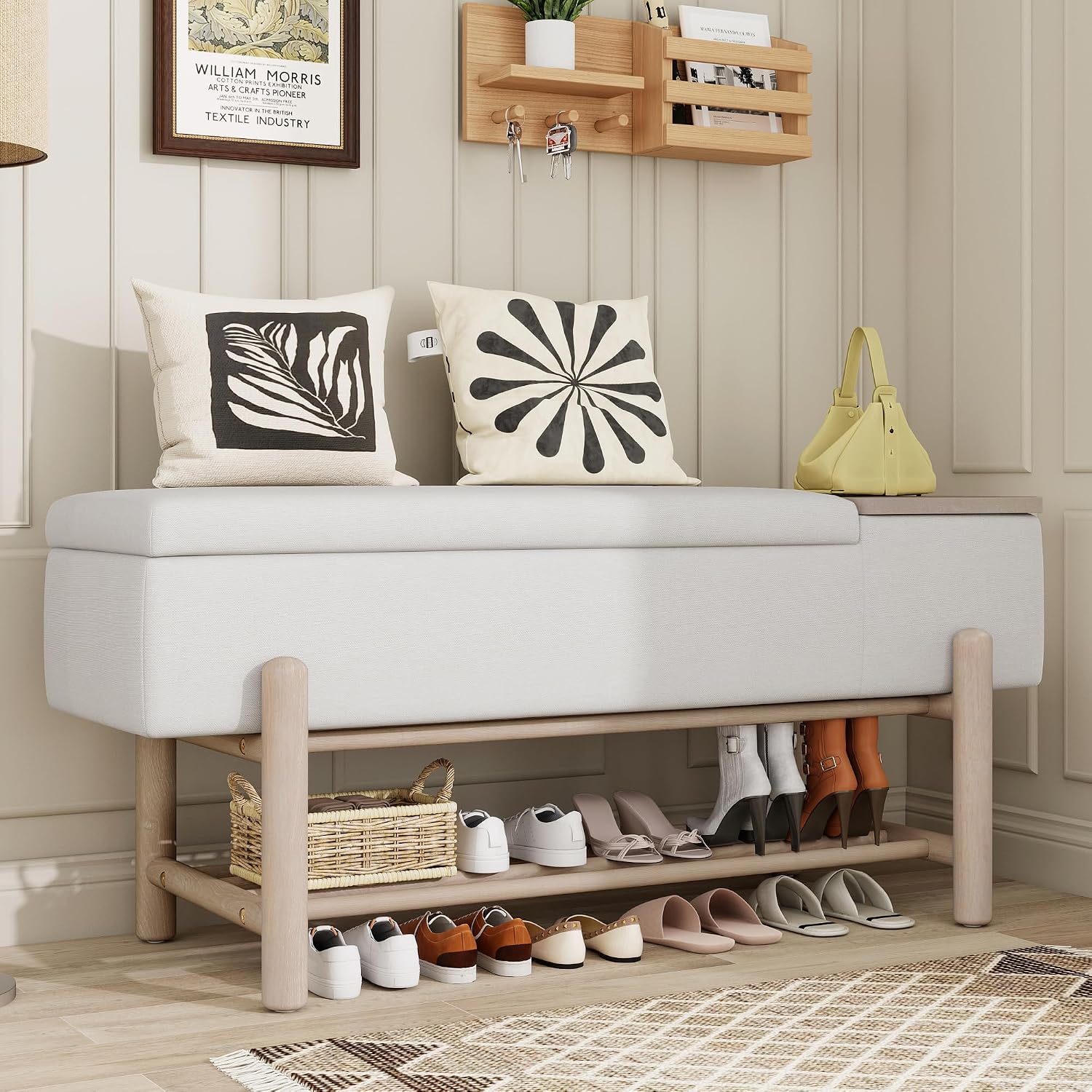 Padded Flip-Top Entryway Shoe Storage Bench