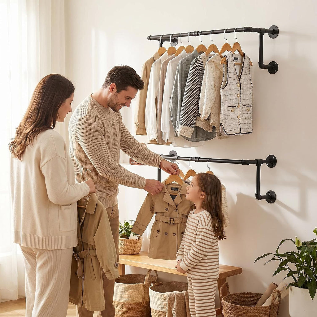 Wall Mounted Metal Hanging Garment Rod