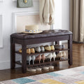 Wood Cushioned Entryway Shoe Storage Bench