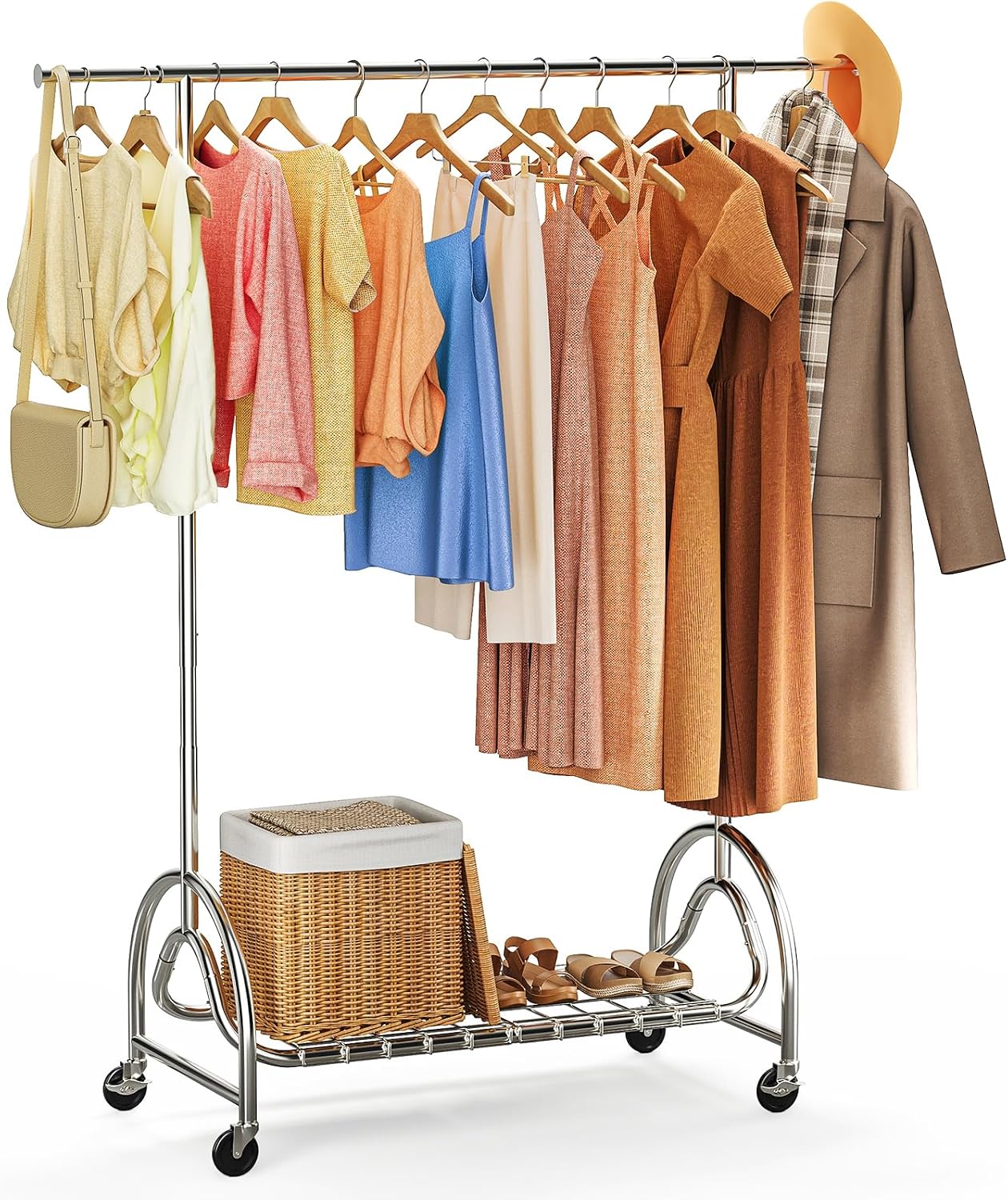 Rolling Heavy Duty Metal Garment Rack
