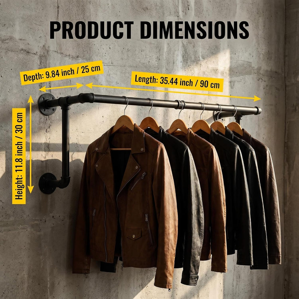 Wall Mounted Metal Hanging Garment Rod