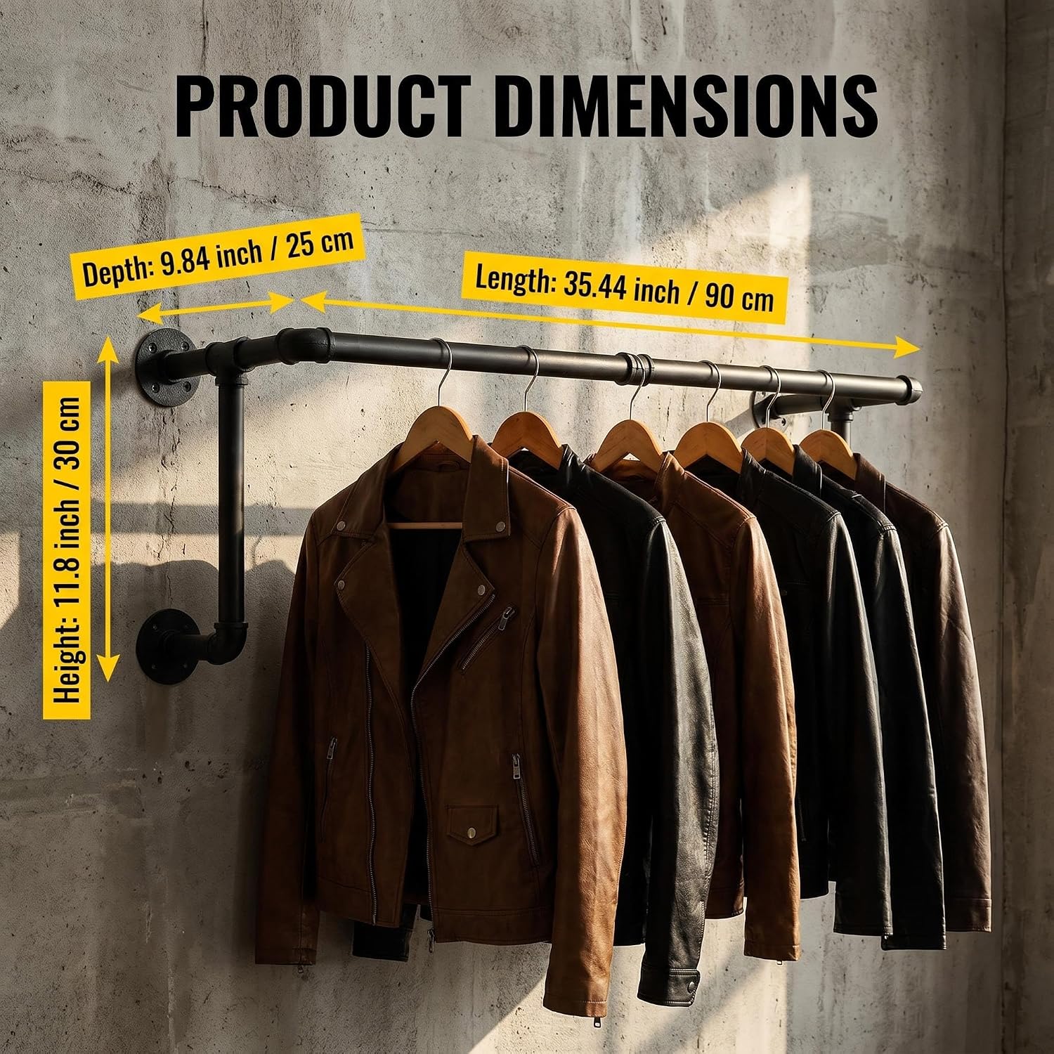 Wall Mounted Metal Hanging Garment Rod