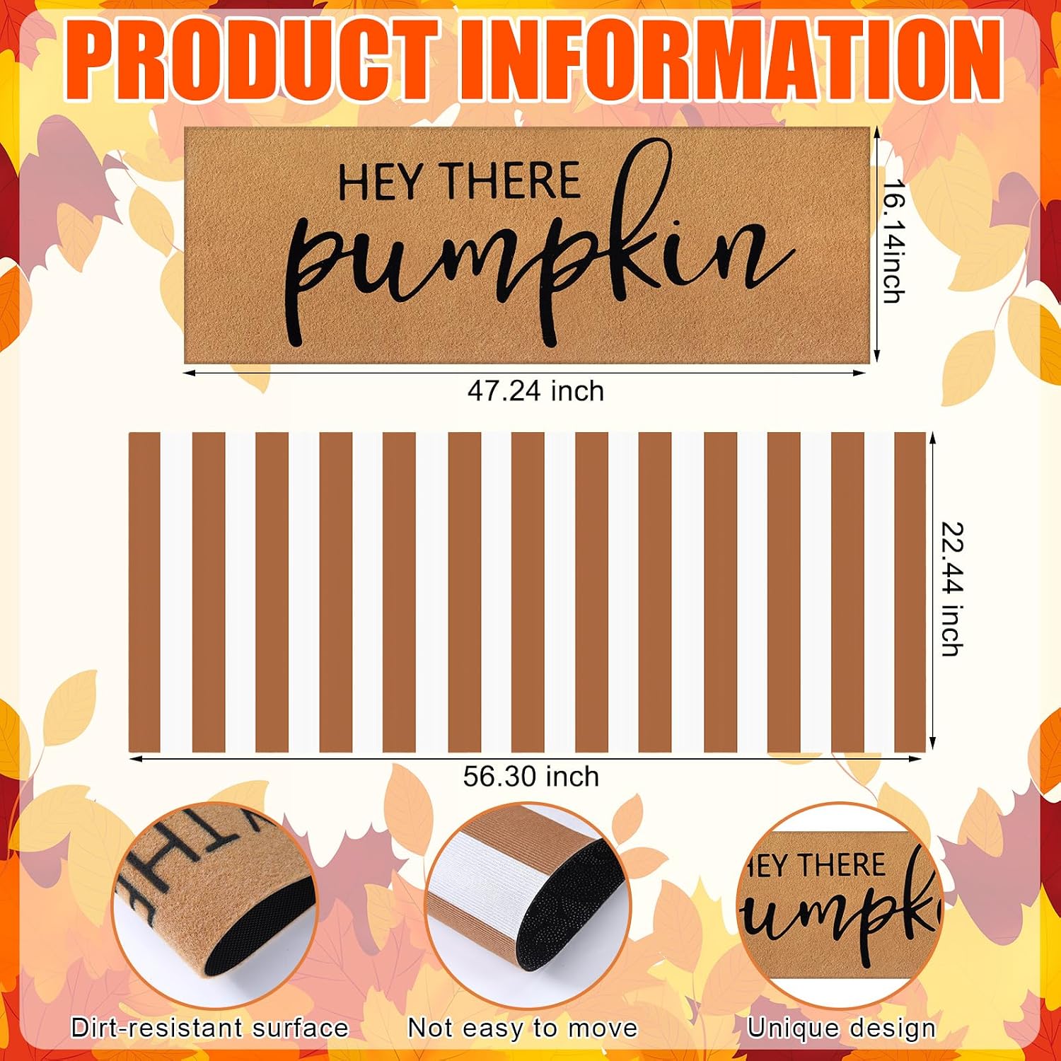 Hey There Pumpkin Fall Striped Layered Doormat