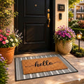 Striped Faux Coir Farmhouse Layered Doormat