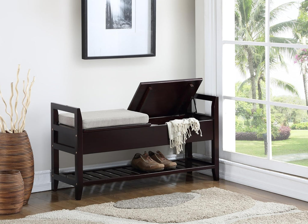 Cushioned Flip-Top Entryway Shoe Storage Bench