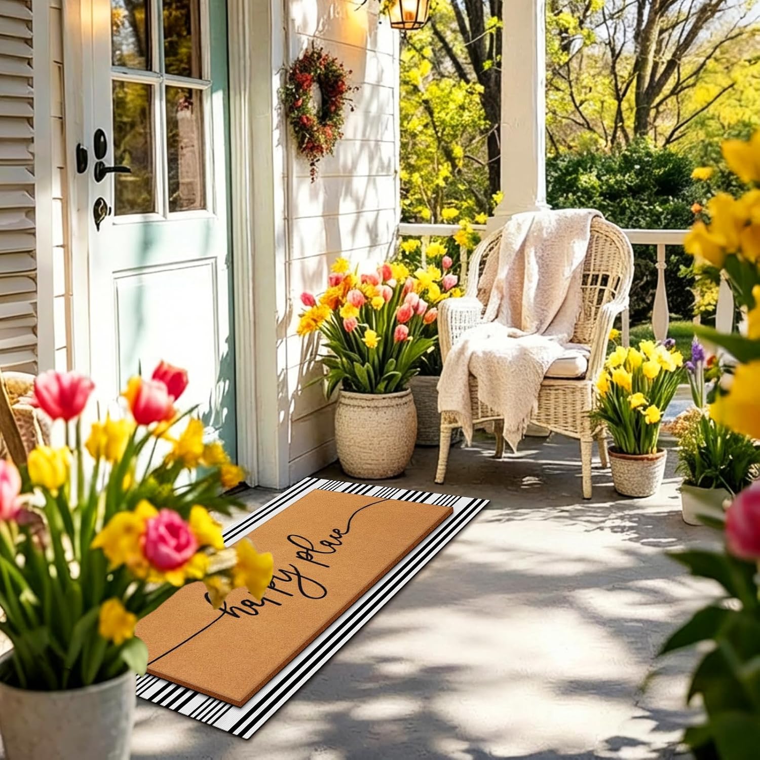 Striped Coir Layered Entryway Welcome Doormat