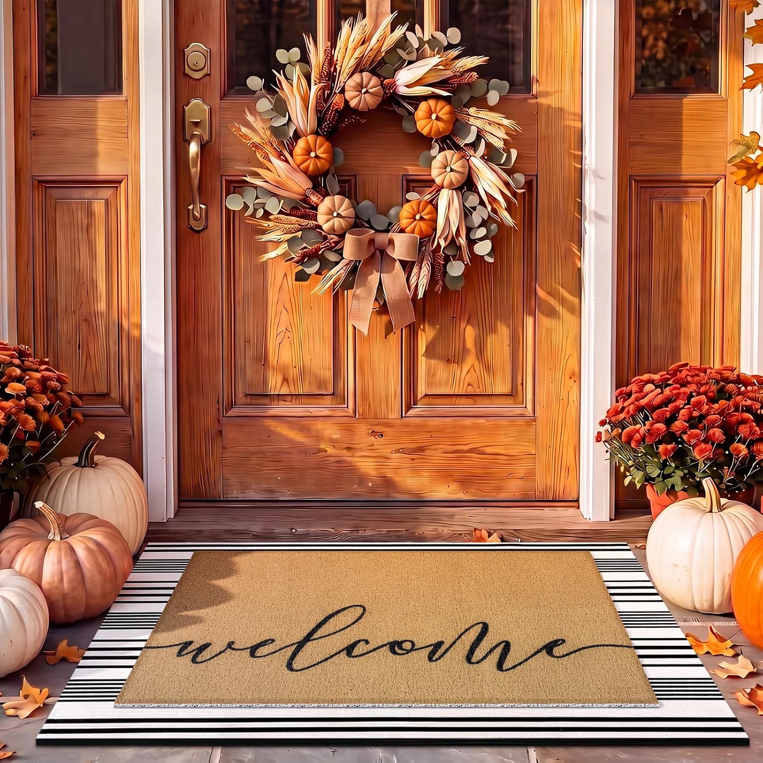 Welcome Layered Non Slip Coir Entryway Doormat