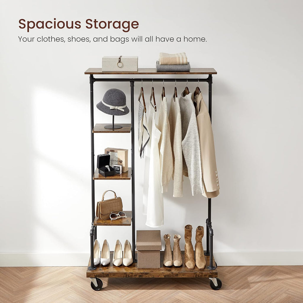 5-Tier Rolling Industrial Garment Rack