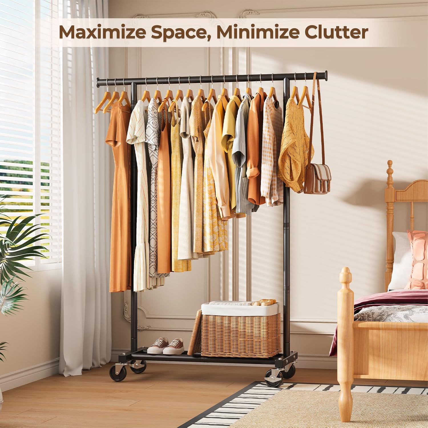 Rolling Portable Metal Garment Rack