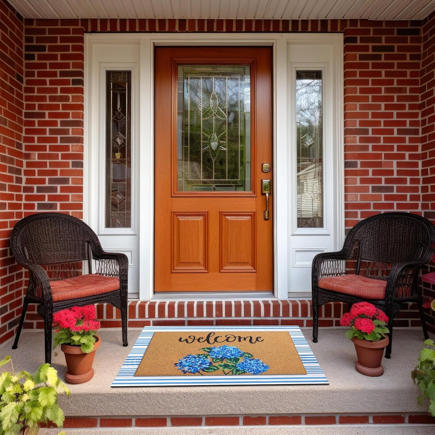 Hydrangea Striped Layered Coir Doormat