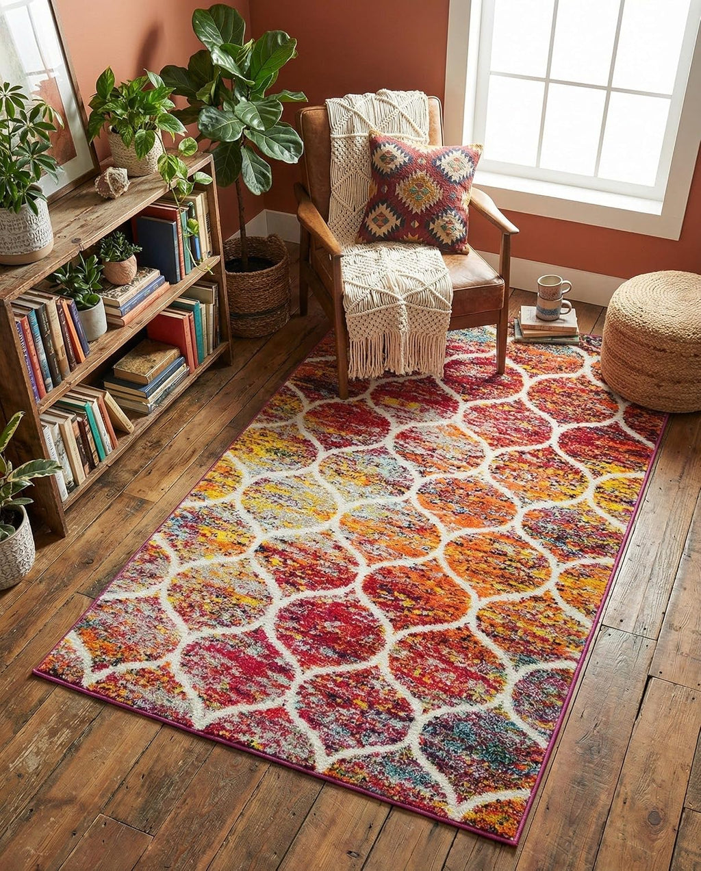 Modern Trellis Multi Accent Rug