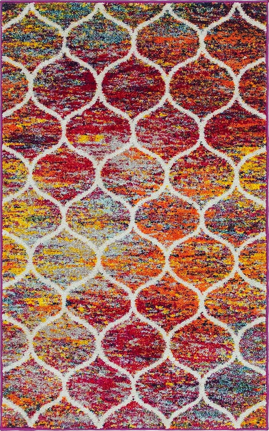 Modern Trellis Multi Accent Rug