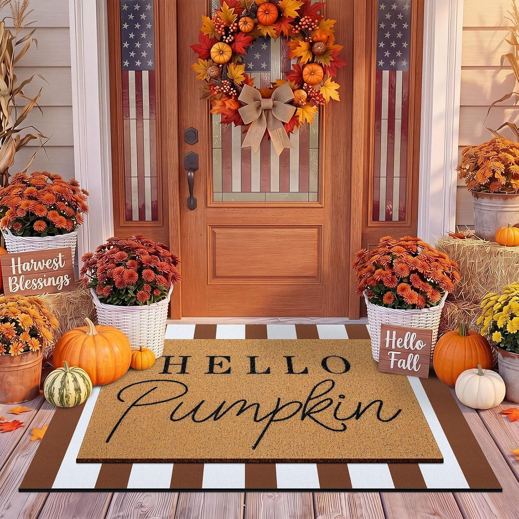 Hello Pumpkin Fall Layered Entryway Doormats