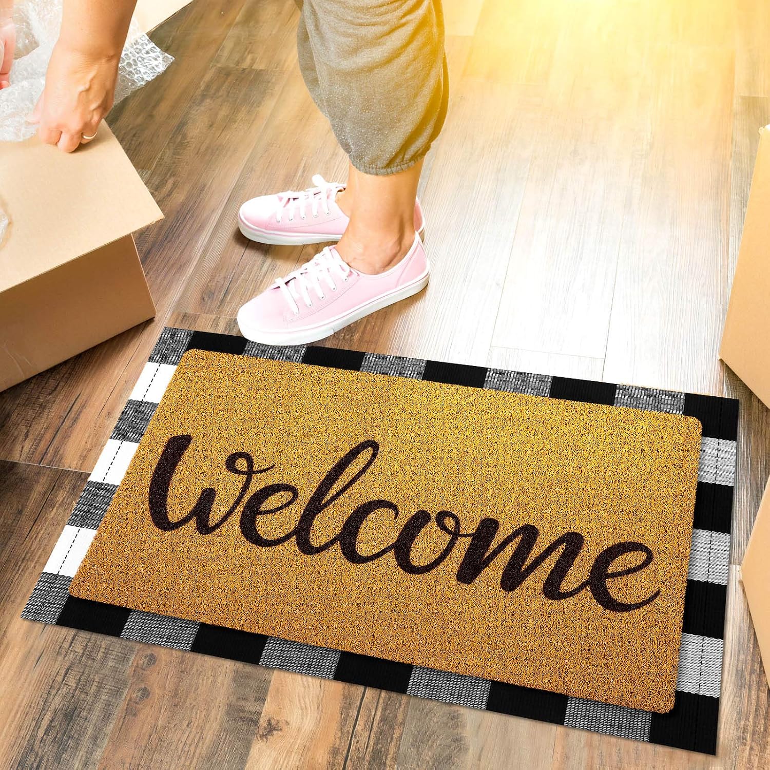 Buffalo Plaid Non Slip Entryway Doormat