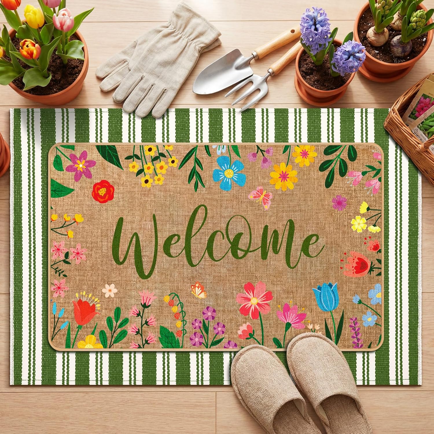 Floral Layered Non Slip Entryway Doormat