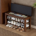 Walnut Cushioned Flip-Top Wood Shoe Bench